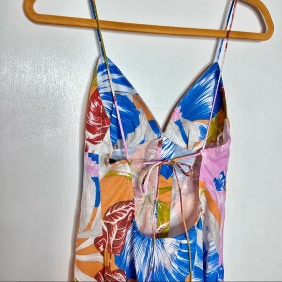 ZARA Tropical Floral Print midi backless Dress size XS - Picture 6 of 7